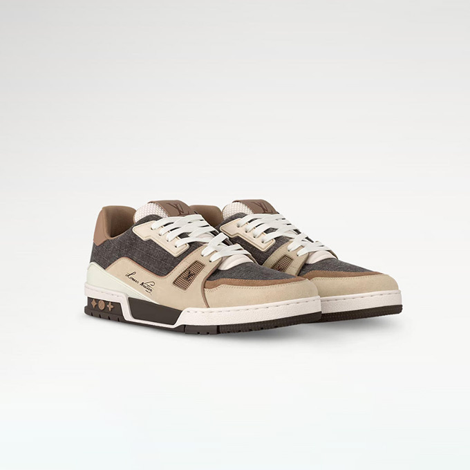 lv louis vuitton trainer chocolate waffle low-top sneaker